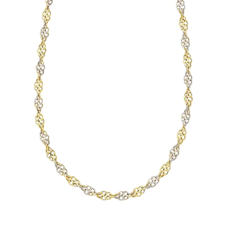 choker necklaces for women -9ct Yellow Gold Silver Infused 2 Tone Singapore Chain Necklace 40cm