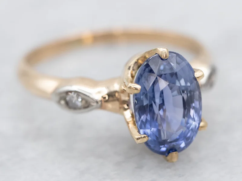 engagement rings for non-traditional brides -Periwinkle Sapphire and Diamond Ring