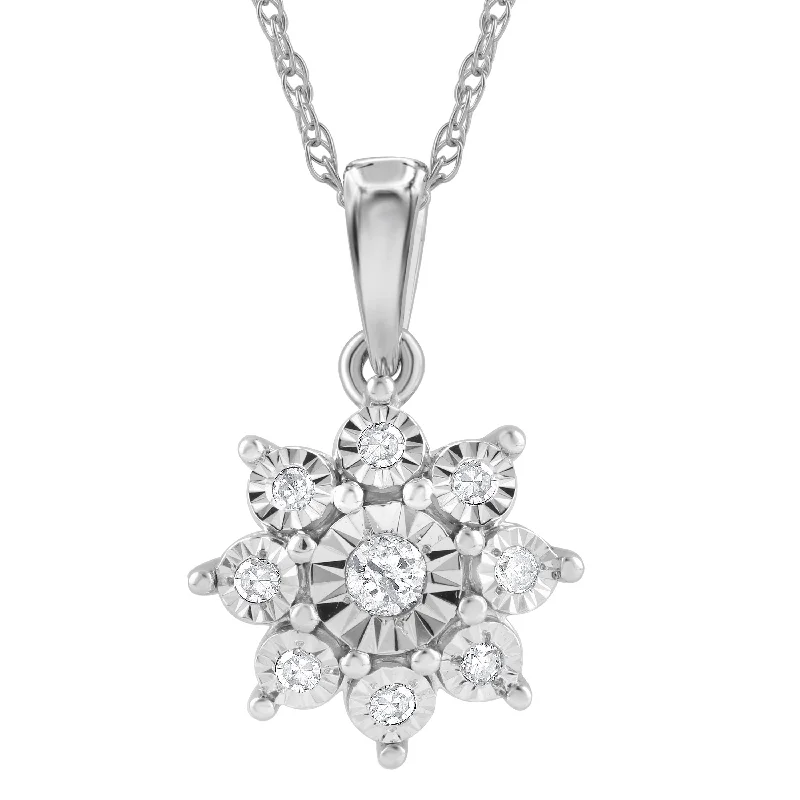 handcrafted necklaces for women -9ct White Gold 0.10ct Diamond Star Necklace