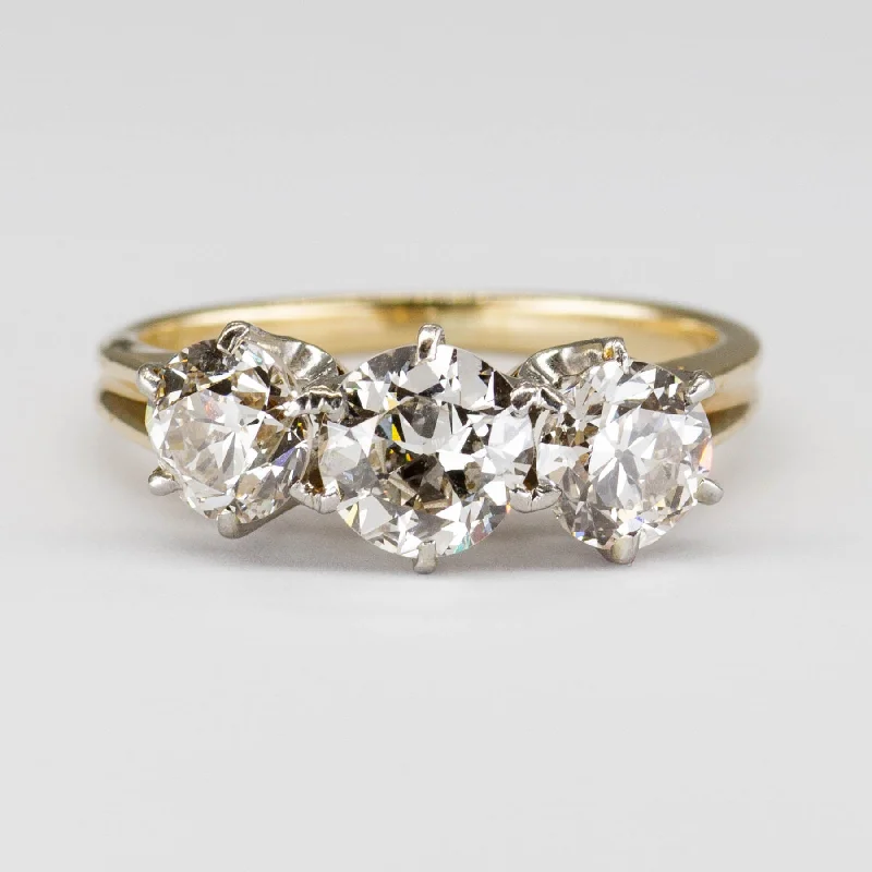 Vintage Three Stone Diamond Ring | 2.09ctw | SZ 6.25 |