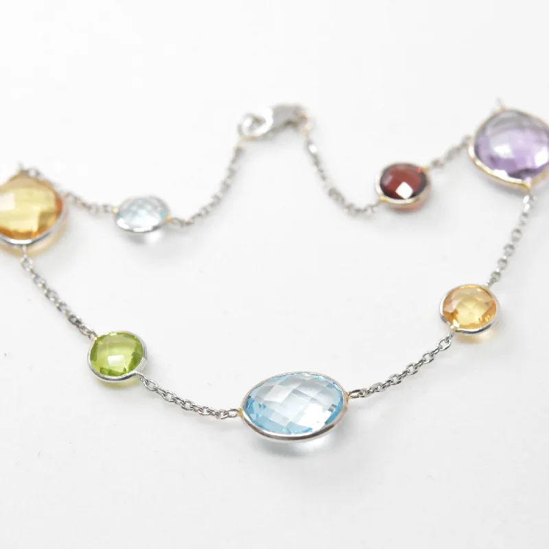 women’s silver bangles -Multi-Colored Gem Stone Bracelet 14K Gold