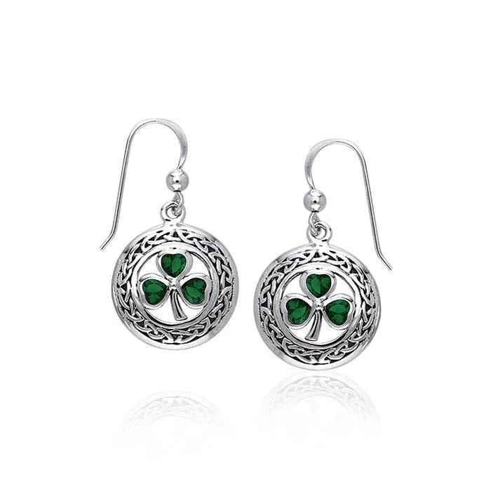 custom-made earrings for women -Celtic Knotwork Shamrock Sterling Silver Earrings TER227