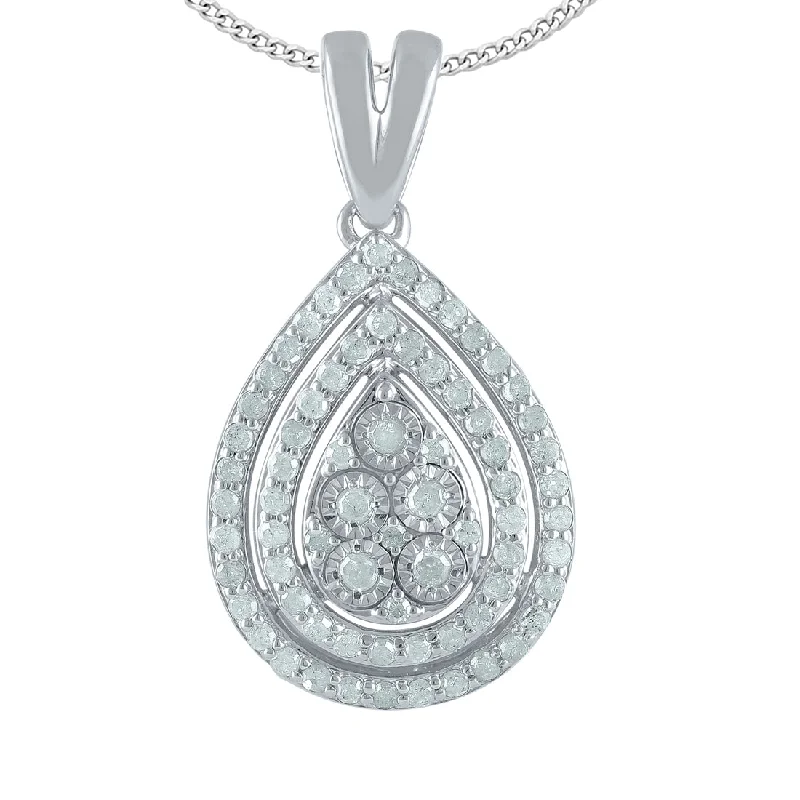 stylish necklaces for women -Sterling Silver 0.50ct Diamond Pear Necklace