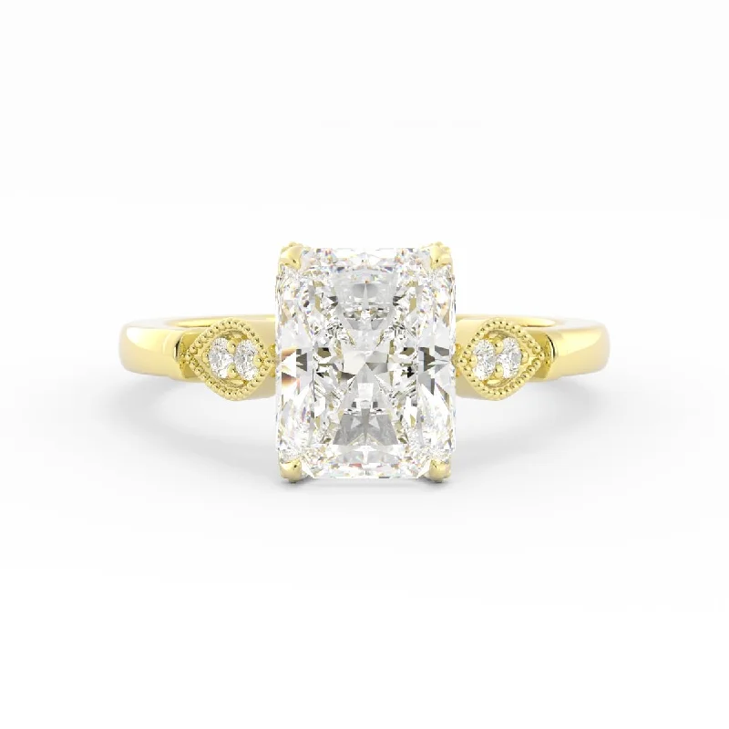 trendy engagement rings for women -Radiant Cut Yellow Gold Diamond Ring