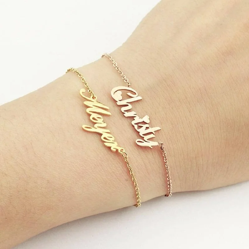 women’s engraved charm bracelets -Personalized Three Name Bracelet