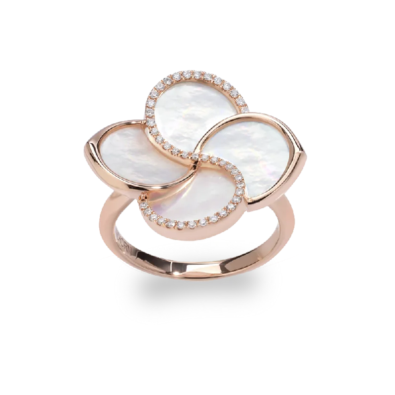 engagement rings with sapphires -Essence 18ct Rose Gold Mother of Pearl and Diamond Ring