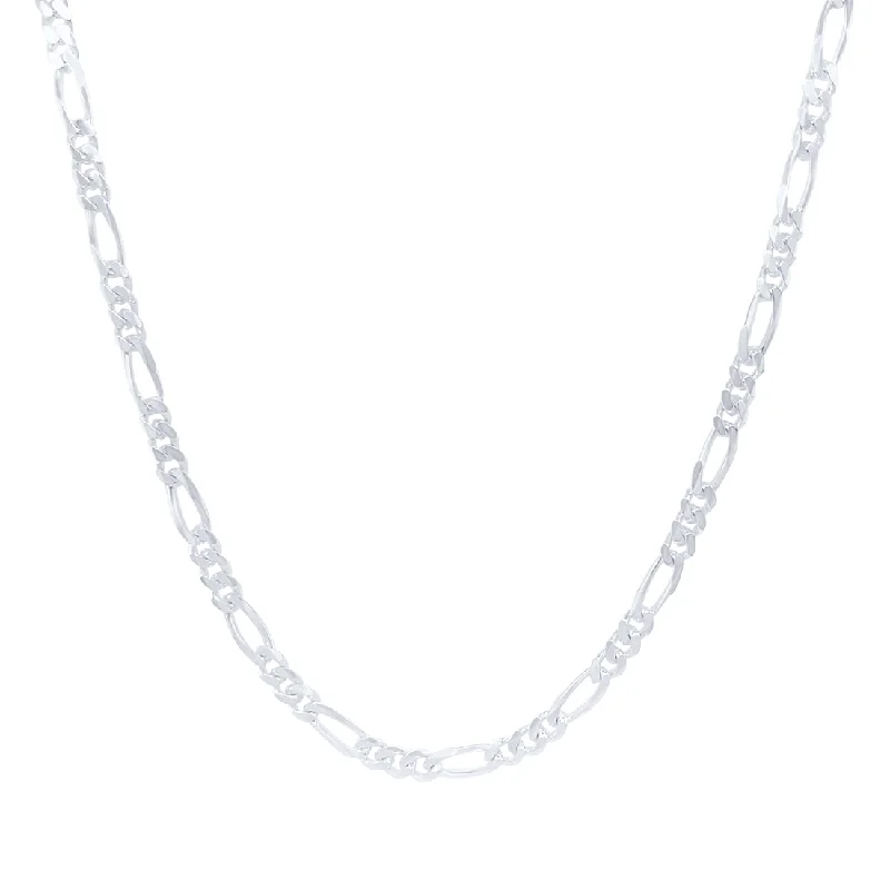 gemstone pendant necklaces for women -Sterling Silver Figaro Chain Necklace 50cm