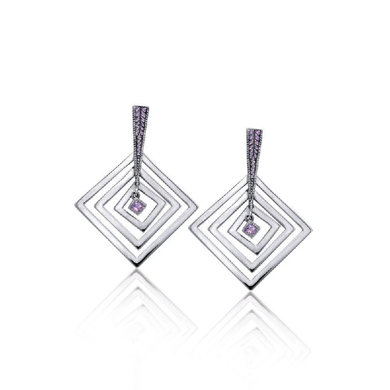 gemstone earrings for women -Beauty in Harmony ~ Sterling Silver Elegant Earrings Jewelry TER1018-White Cubic Zirconia