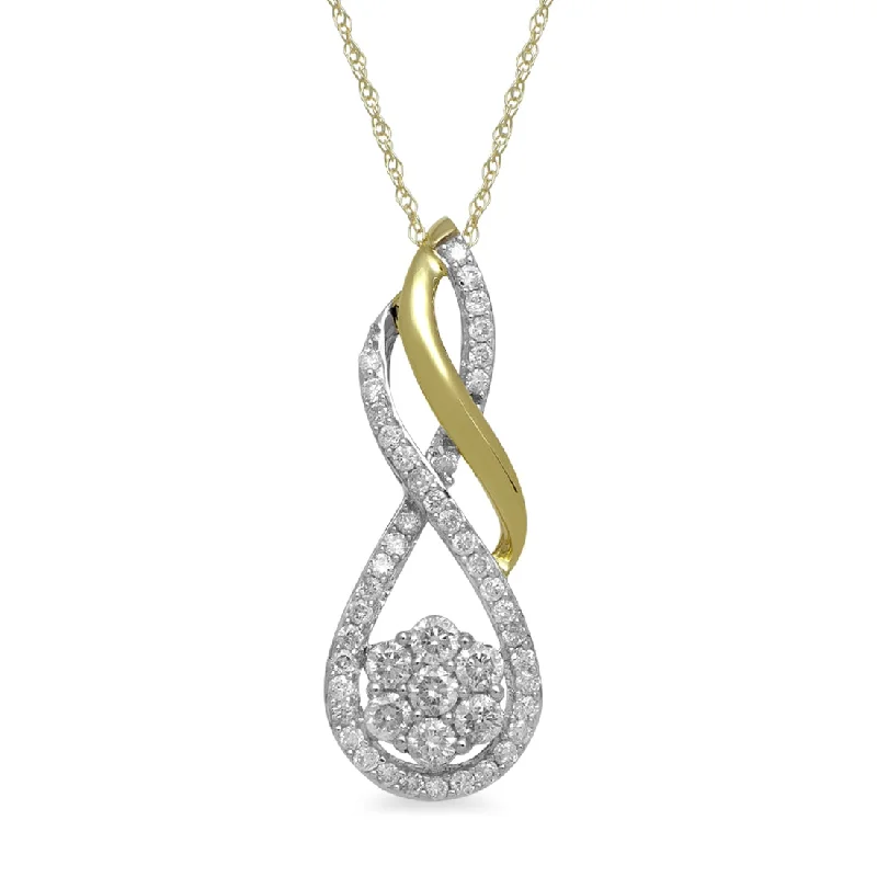 trendy gold necklaces for women -9ct Yellow Gold 0.50ct Diamond Flower Necklace