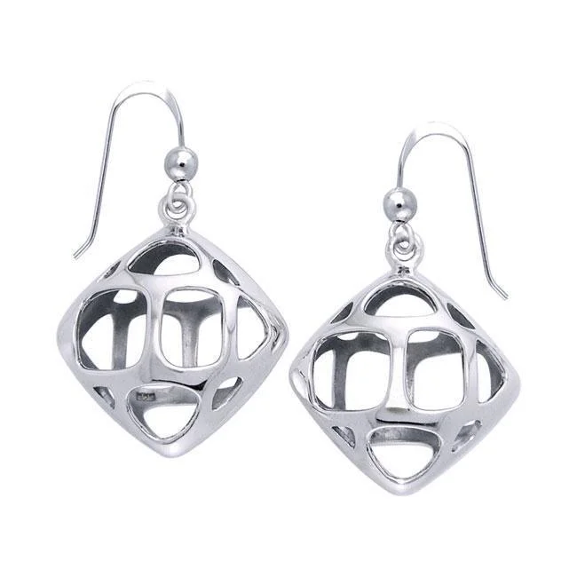 women’s chandelier earrings -Square Bold Filigree Silver Earrings TER1221