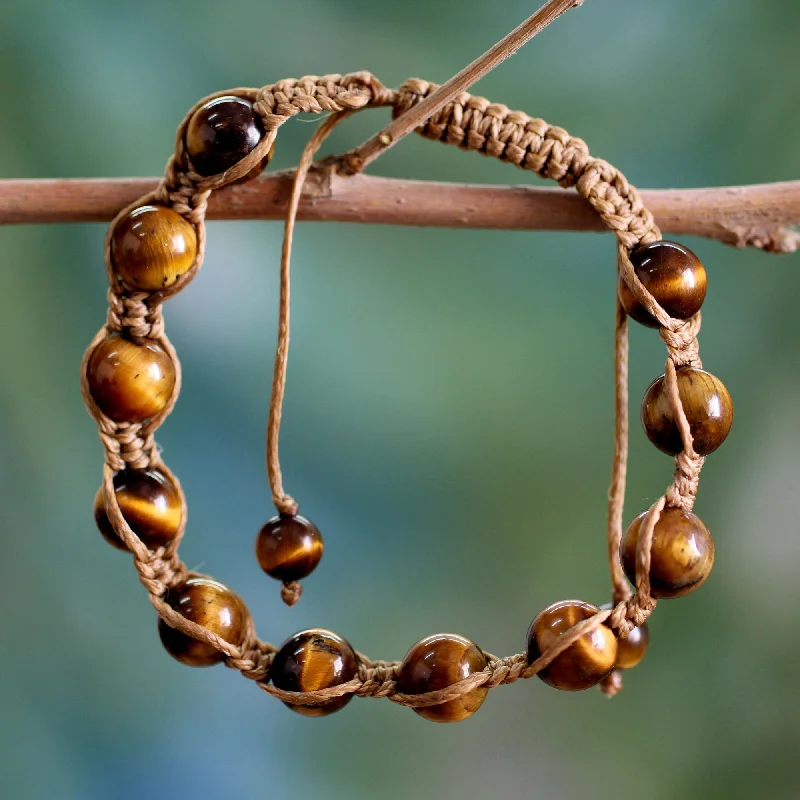 high-quality bangles for women -Oneness Tiger's Eye Beaded Bracelet