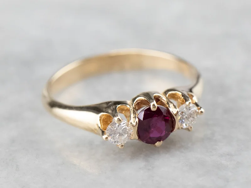 luxury engagement rings for women -Yellow Gold Ruby and Diamond Ring