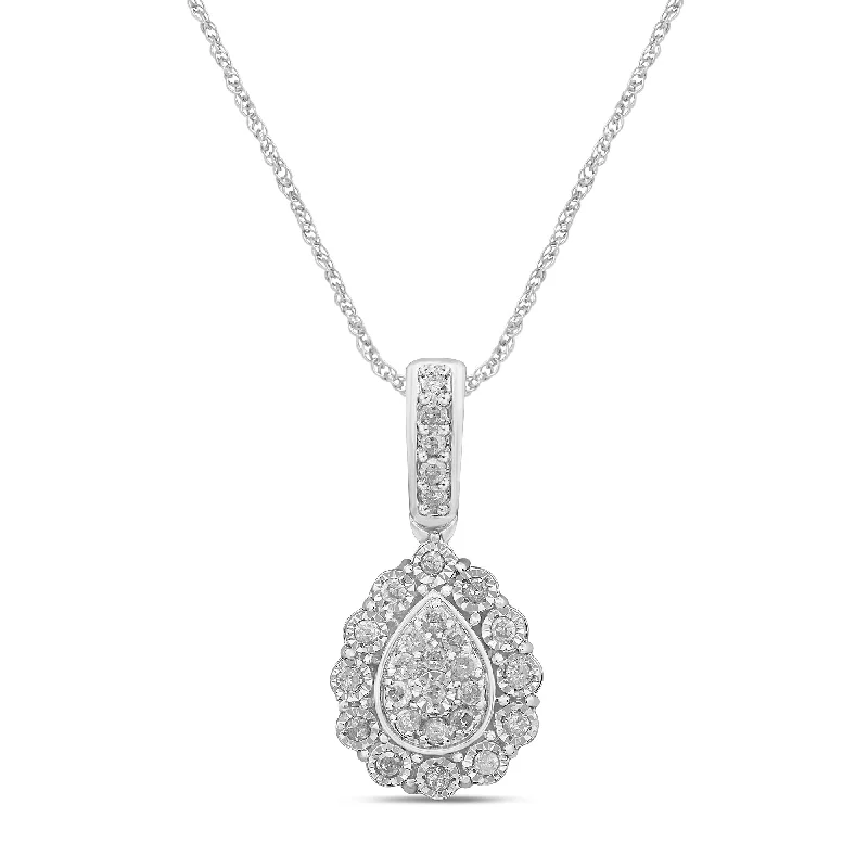 unique necklaces for women -Fancy Pear Shape Necklace with 0.15ct of Diamonds in Sterling Silver