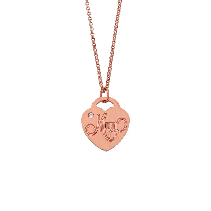 women’s necklaces -9ct Rose Gold Silver Infused Mum Heart Pendant