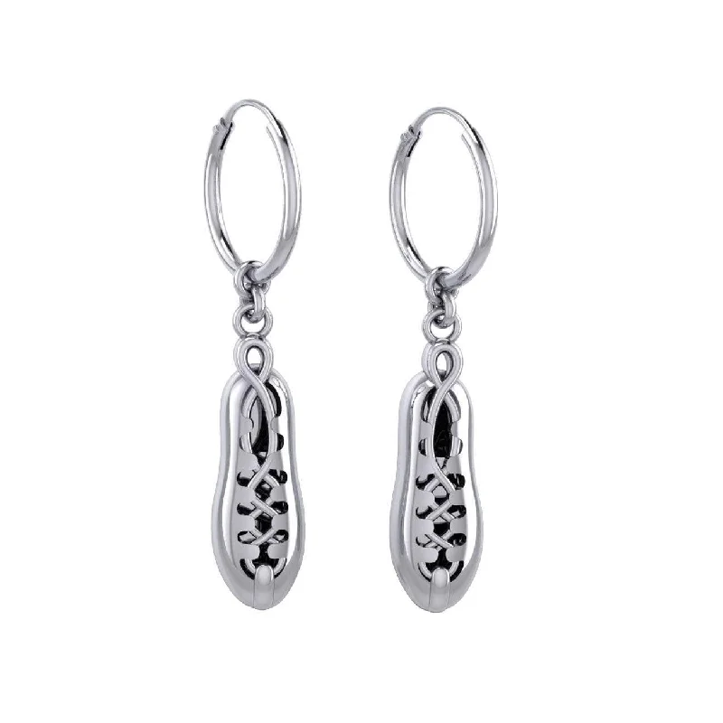 heart-shaped earrings for women -Irish Dancing Shoes Silver Hoop Earrings TER2058