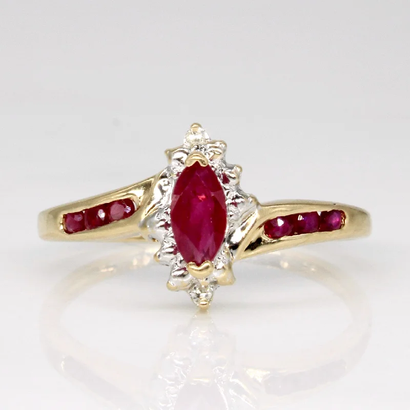 women’s diamond wedding rings -Ruby & Diamond Ring | 0.31ctw, 0.01ctw | SZ 7 |