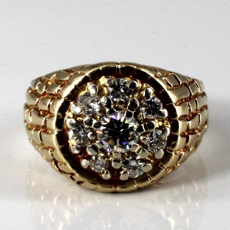 Cluster Set Diamond Textured Dome Ring| 1.00ctw | SZ 9.5 |