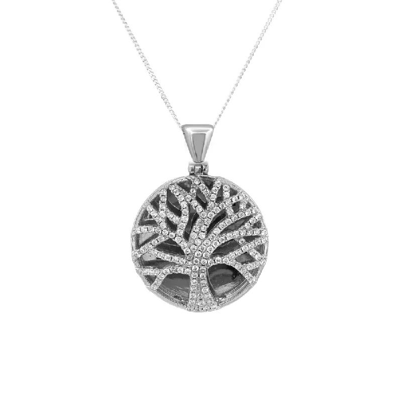 matching necklaces for women -Sterling Silver Cubic Zirconia Tree of Life Necklace