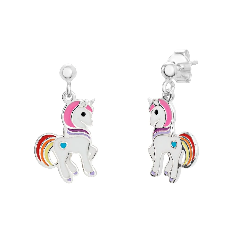 fashion earrings for women -Coloured Pony Earrings - Sterling Silver