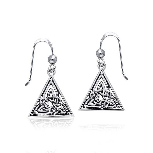 personalized earrings for women -Celtic Knotwork Silver Earrings TER374