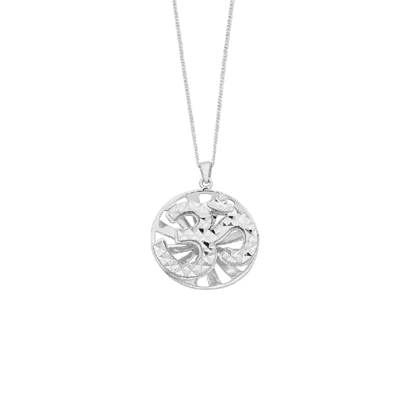 luxury pendant necklaces for women -Sterling Silver Diamond Cut 'OM' Disc Necklace