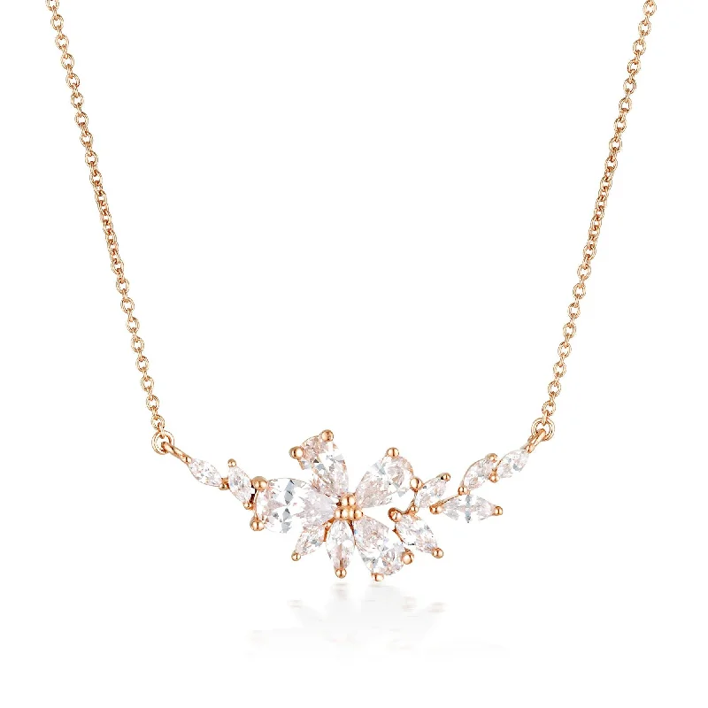 trendy gold necklaces for women -GEORGINI ICONIC BRIDAL HYACINTH NECKLACE ROSE GOLD