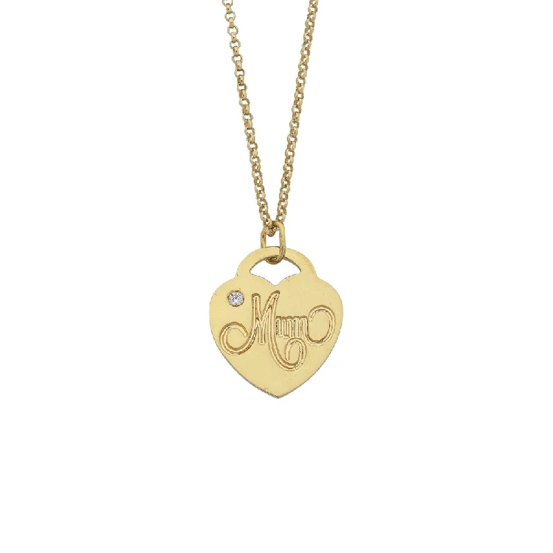 elegant silver necklaces for women -9ct Yellow Gold Silver Infused Mum Heart Pendant