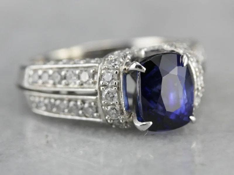 solitaire diamond engagement rings -Sapphire and Diamond Ring