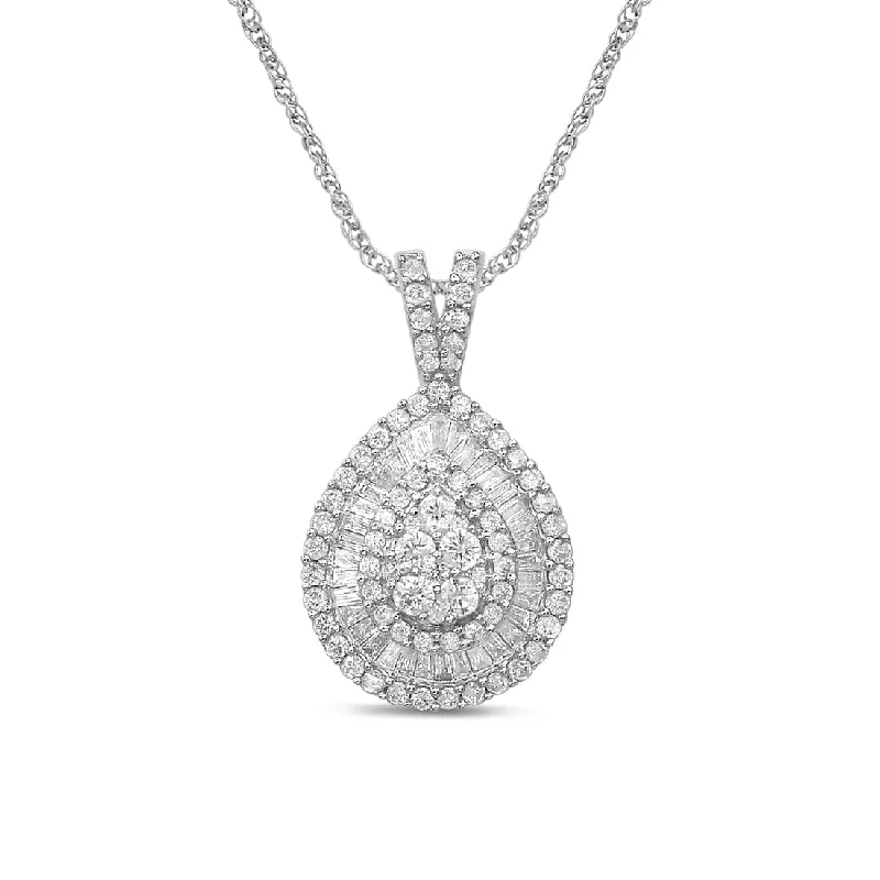 high-end necklaces for women -9ct White Gold 0.75ct Brilliant Claw Diamond Necklace