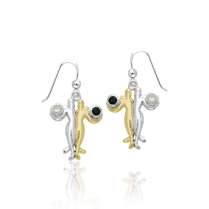 custom-made earrings for women -Venus and Mars with Gems Silver and Gold Earrings MER506