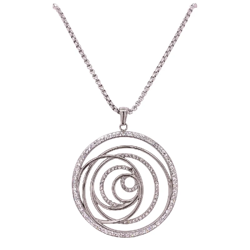 matching necklaces for couples -Stainless Steel Crystal Open Swirl Necklace