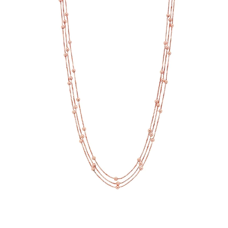 cute necklaces for women -9ct Rose Gold Silver Infused Triple Row Beaded Ball Necklace