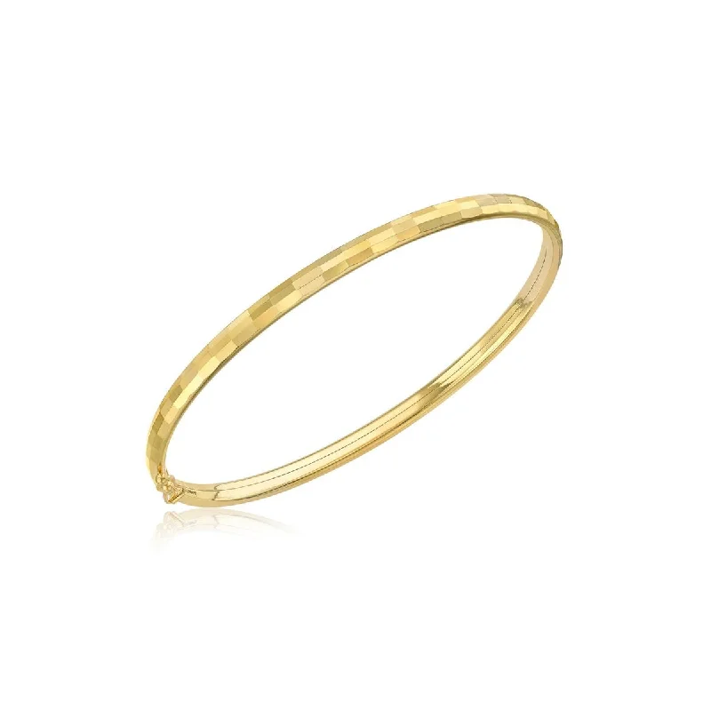 custom bangles with name -9K Yellow Gold Chamfered Bangle