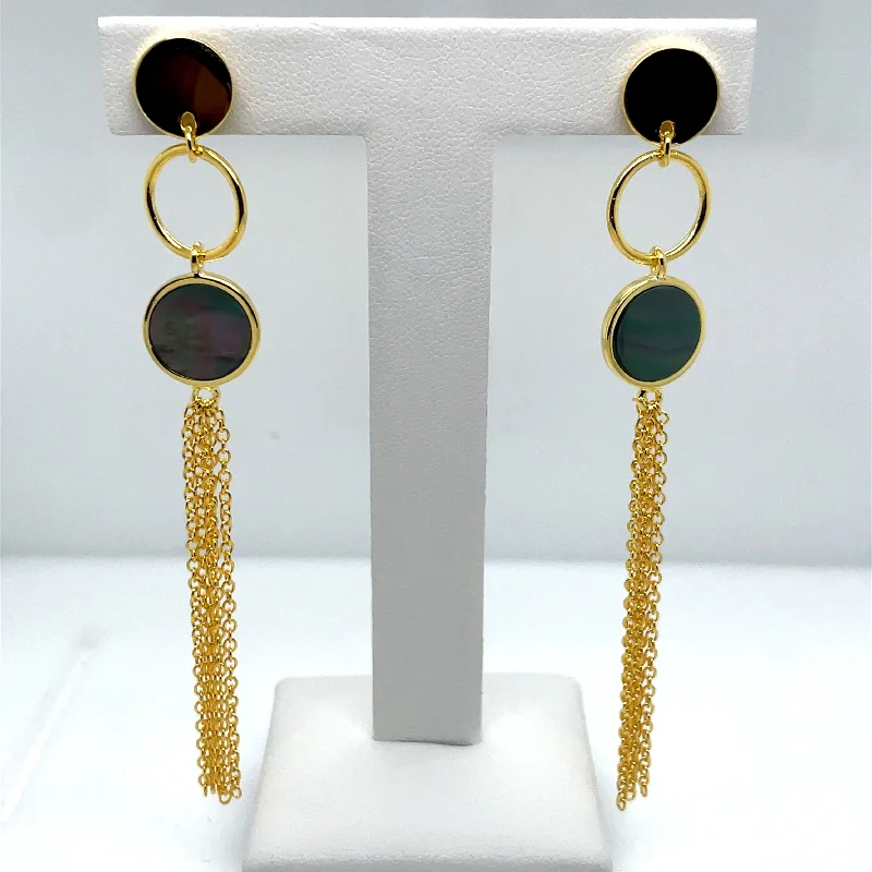 mixed gemstone earrings for women -Natura Collection  SE1907-1-YG-BLKMOP