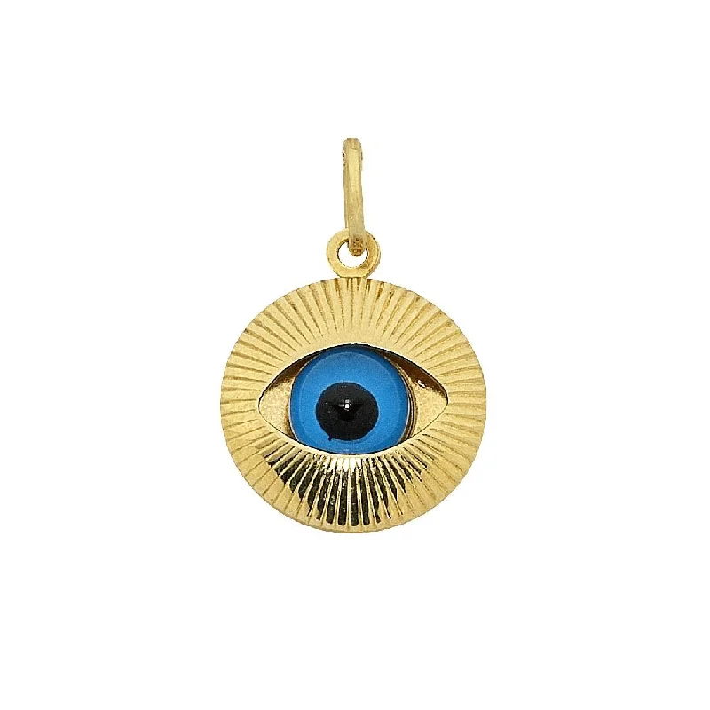 modern necklaces for women -9ct Yellow Gold Silver Infused Evil Eye Pendant