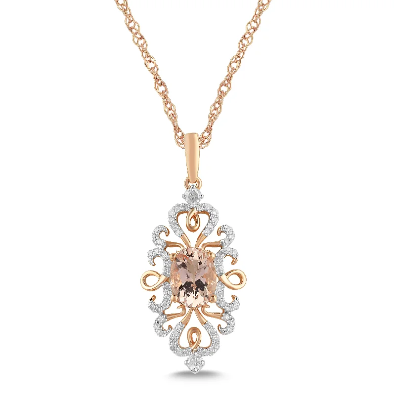 layered gold necklaces for women -Flower Wave Necklace with 0.25ct of Diamonds in 9ct Rose Gold