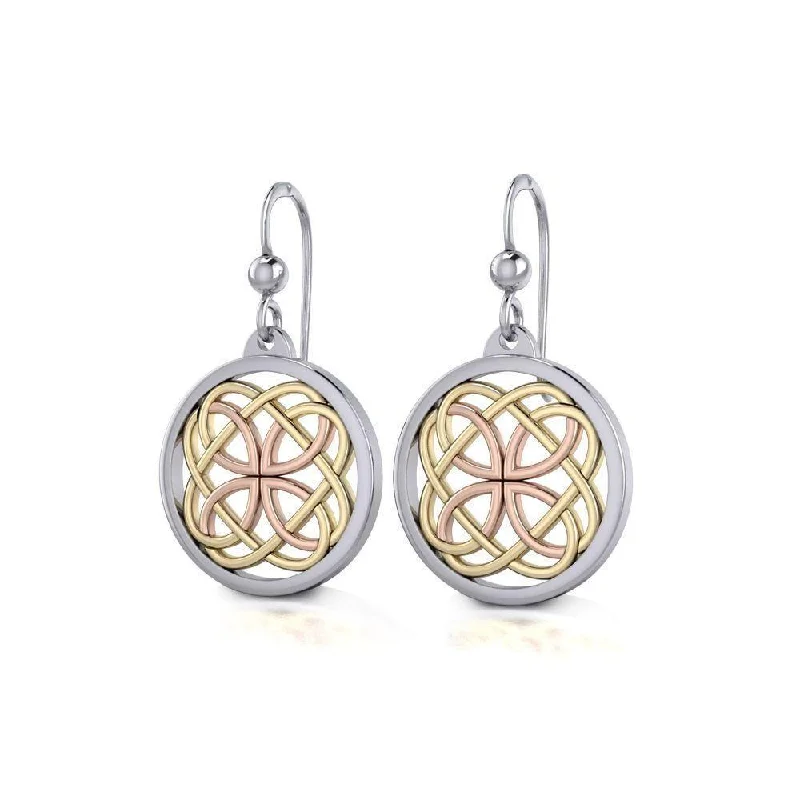 bold earrings for women -Celtic Knotwork Three Tone Earrings OTE589