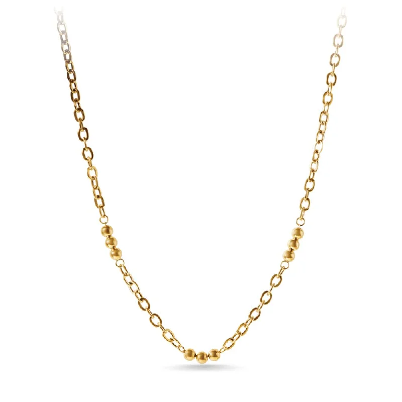 pearl necklaces for women -Serene Bead Chain Necklace 45cm in 9ct Yellow Gold