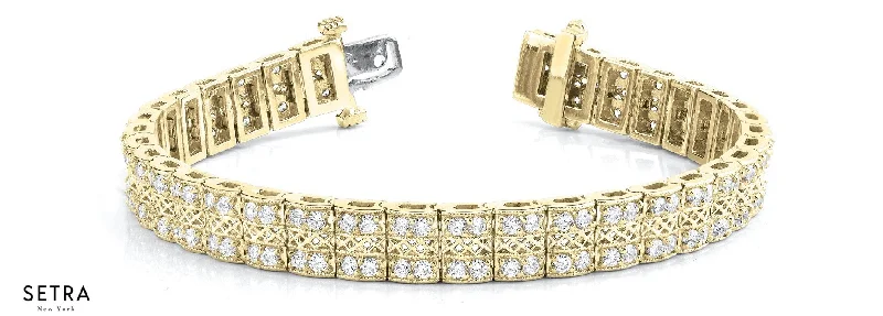 diamond bracelets for women -2.00 CT VINTAGE STYLE IN LINE MULTI ROW BRACELET