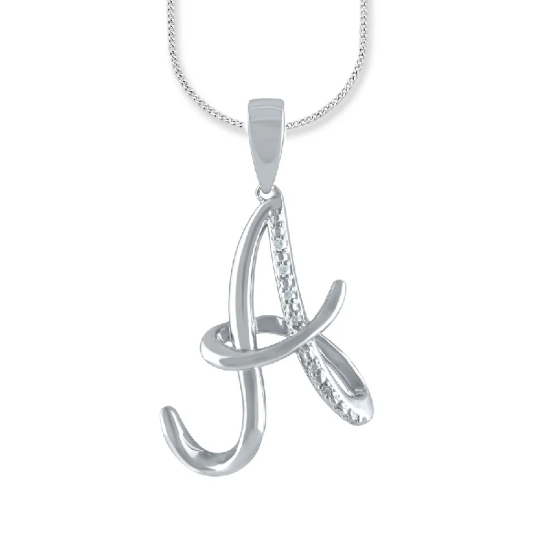 birthday gift necklaces for women -Sterling Silver Diamond Initial Necklace