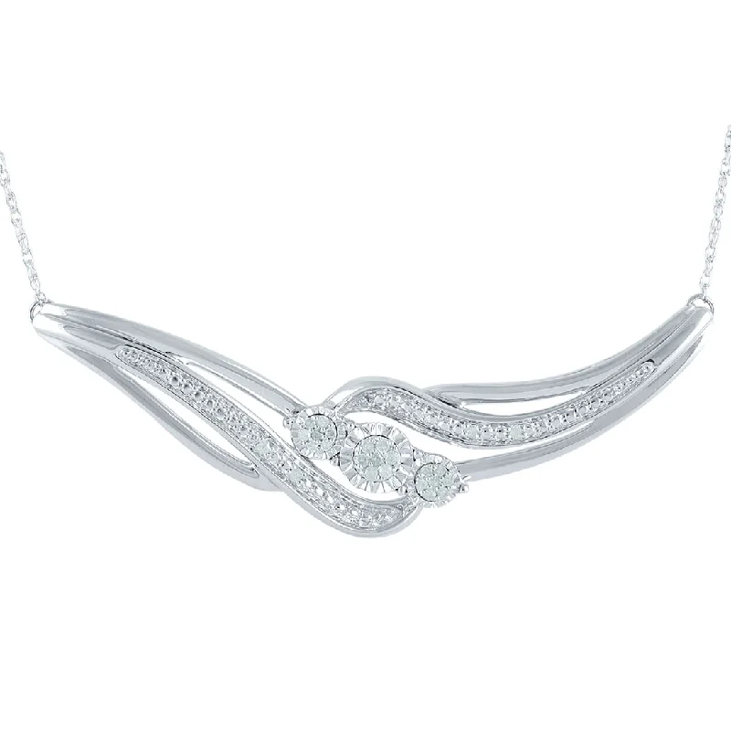 elegant heart-shaped necklaces for women -Sterling Silver 0.12ct Diamond Swirl Necklace