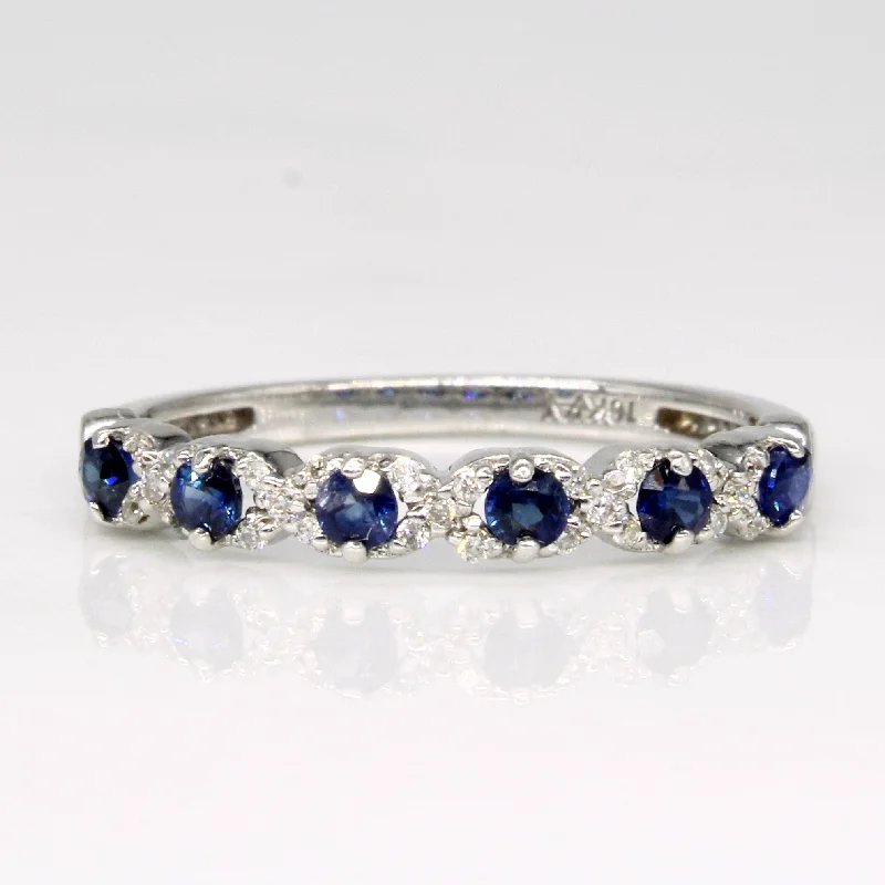 silver engagement rings for women -Sapphire & Diamond Ring | 0.25ctw, 0.08ctw | SZ 6.5 |