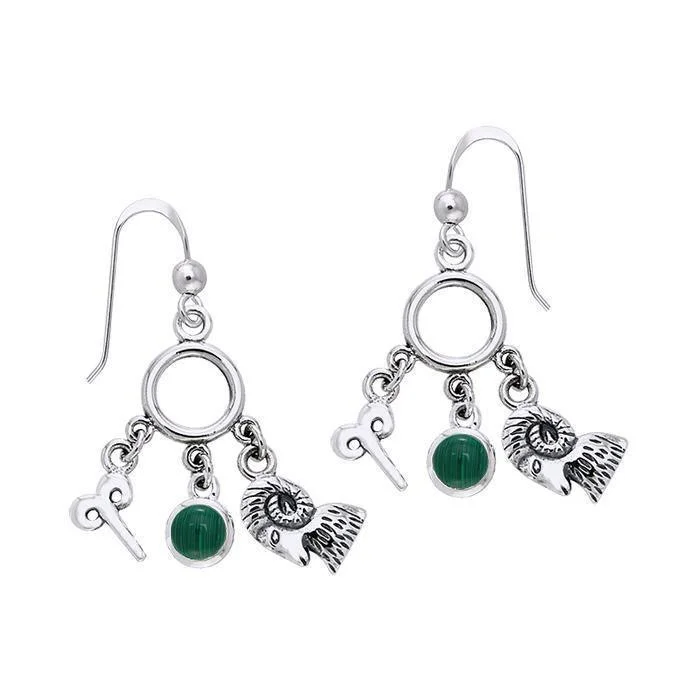 chic earrings for women -Aries Zodiac Symbol Silver Earring TER884