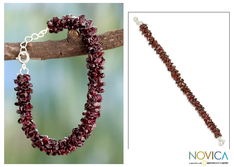 classic bangles for women -Love's Fortunes Garnet Beaded Bracelet