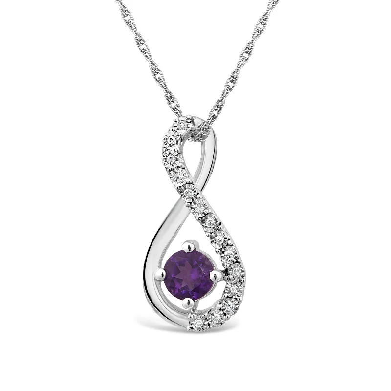 layered necklaces for women -Amethyst & Diamond Infinity Necklace in Sterling Silver