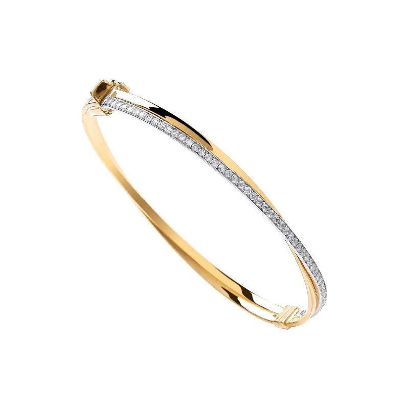 chunky bangles for women -9K Yellow Gold Cubic Zirconia Bangle