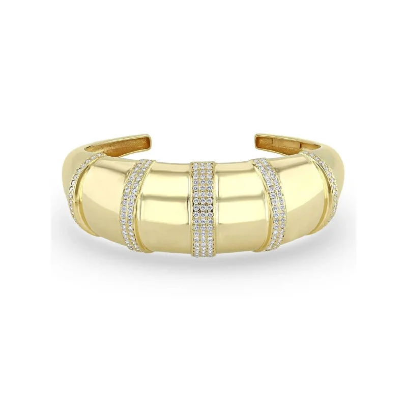 statement bangles for women -14K Gold Large Aura Diamond Cuff Bracelet