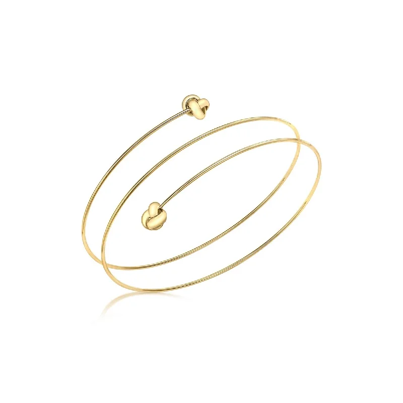 handmade bracelets for women -9K Yellow Gold 7mm Knots Spiral Bangle