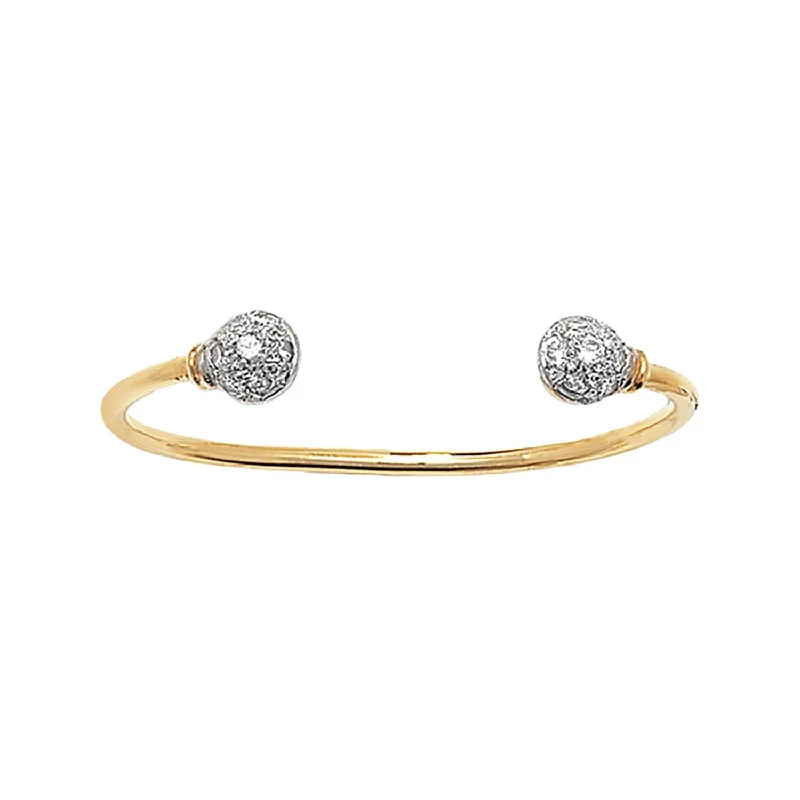 stackable bracelets for women -9K Yellow Gold Cubic Zirconia Torque Bangle