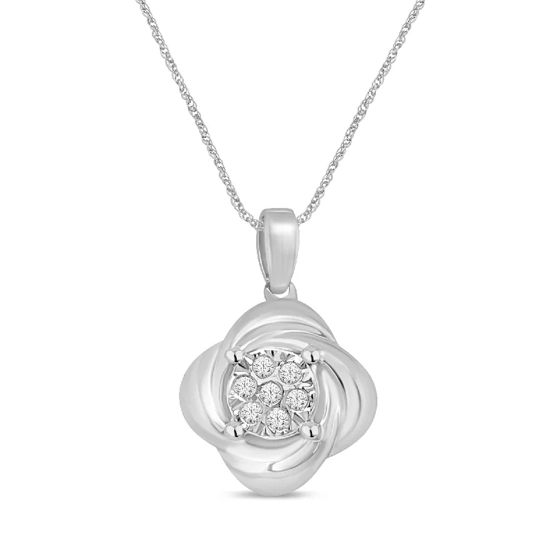 sophisticated necklaces for women -Fancy Necklace with 0.05ct of Diamonds in Sterling Silver